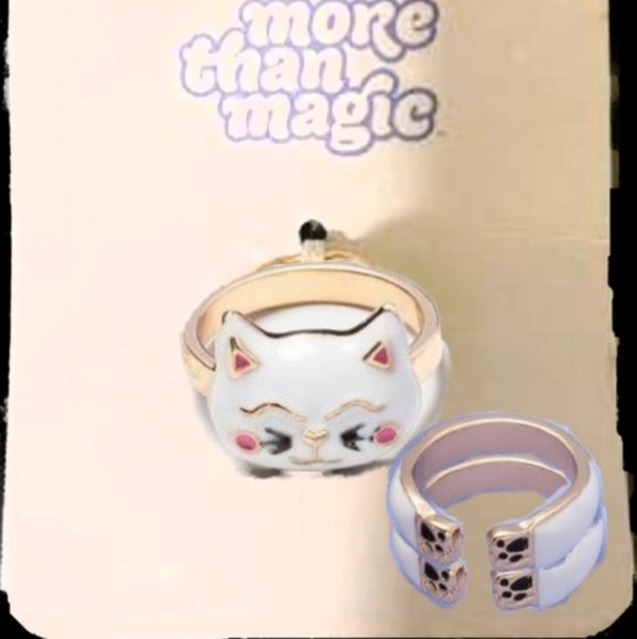 NWOT More Than Magic Kid's 3-pc Cat Ring Set: WHITE/GOLD! - Picture 2 of 12